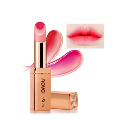 Double color V shaped lipstick gradient stereo lip makeup moisturizing and waterproof lipstick